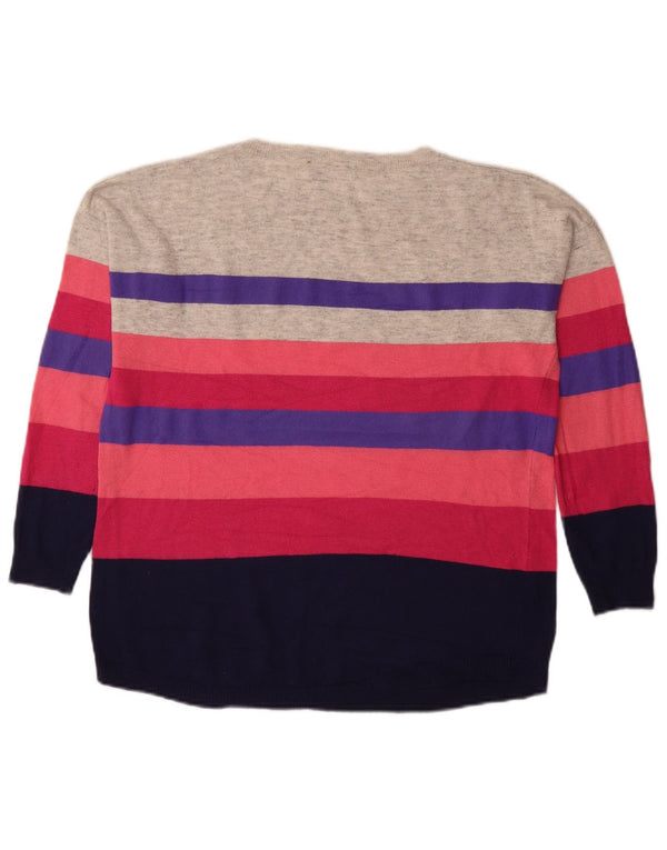 Maglione maglione con scollo a barca da donna Oasis UK 10 piccolo a righe multicolore