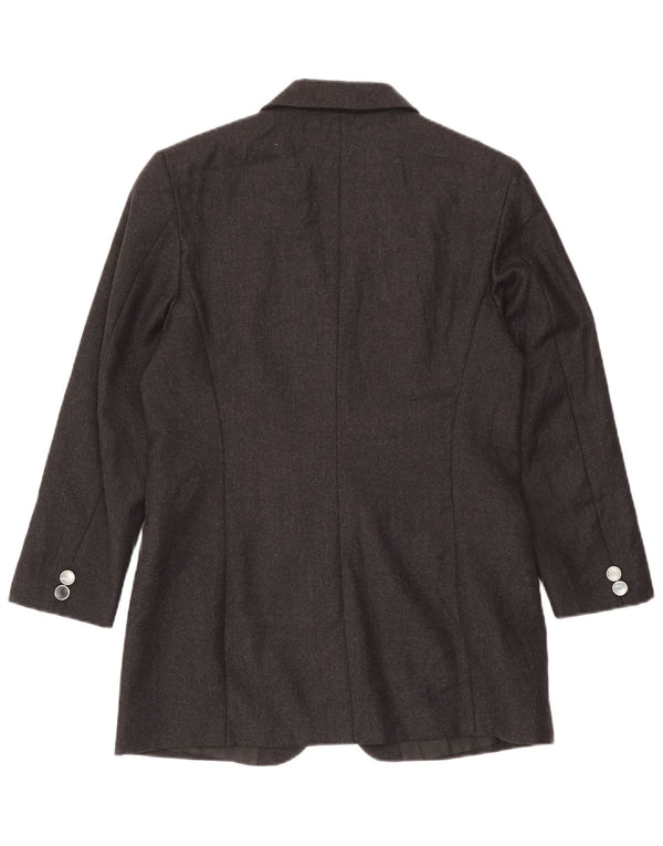 Giacca blazer vintage da donna a 3 bottoni con linea lunga UK 14 Grigio medio