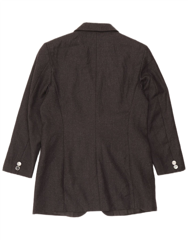 Giacca blazer vintage da donna a 3 bottoni con linea lunga UK 14 Grigio medio