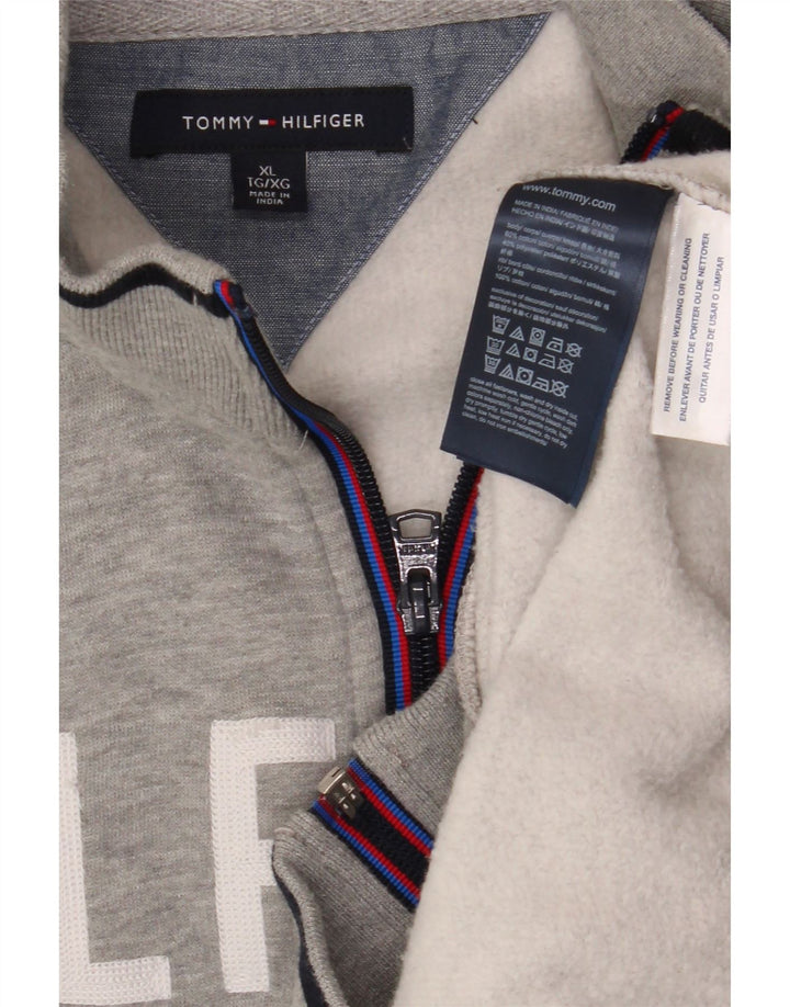 TOMMY HILFIGER Giacca da tuta grafica da uomo XL in cotone grigio
