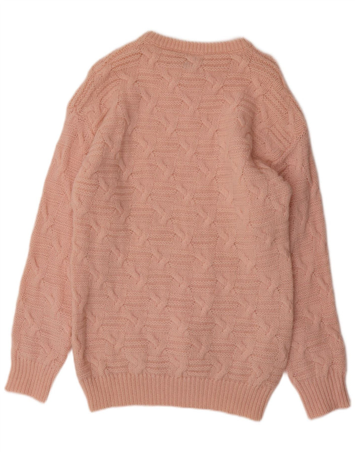 BENETTON Maglione da donna con scollo a barca UK 12 Lana rosa medio