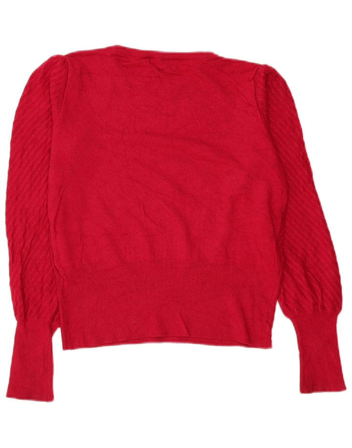 Maglione da donna Marks & Spencer con scollo a barca corto UK 10 piccolo rosso