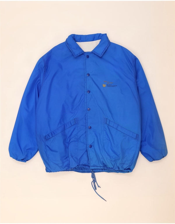 Giacca a vento grafica da uomo vintage UK 42 XL Nylon blu