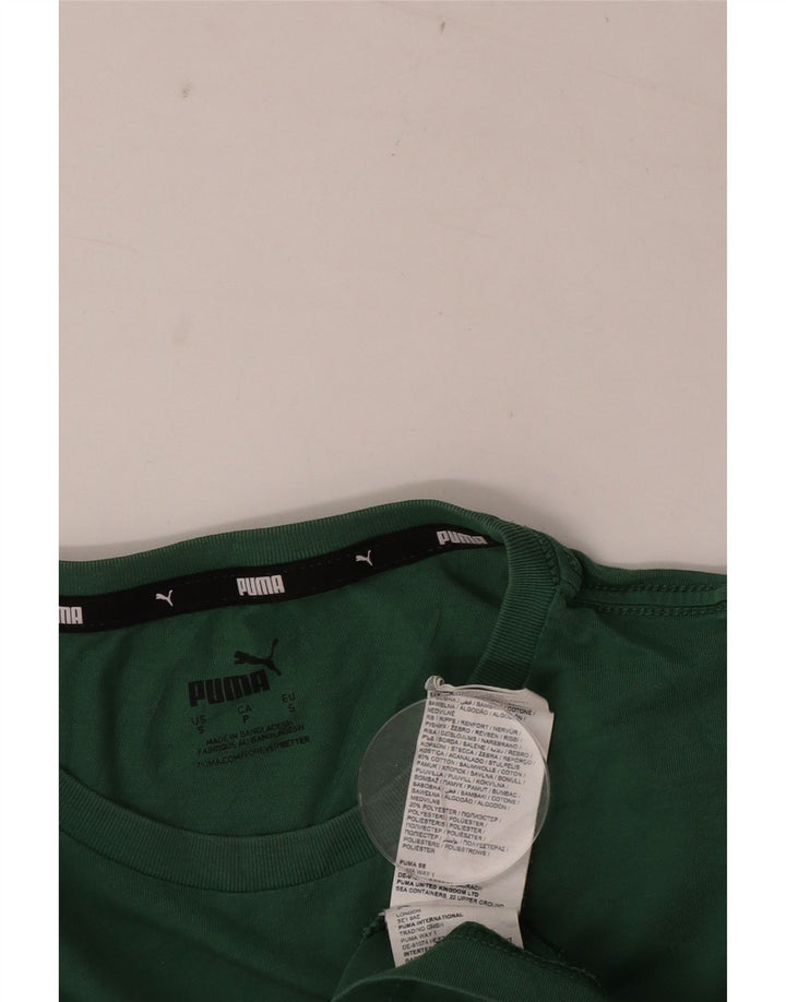 T-shirt grafica da uomo Puma Top Small in cotone verde