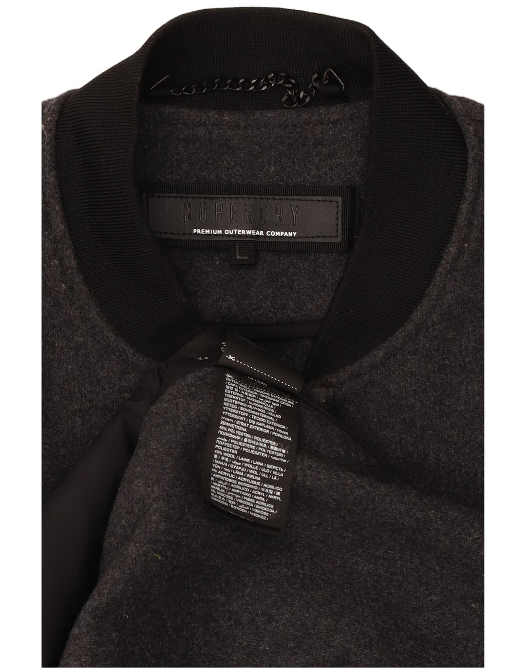SUPERDRY Womens Overcoat UK 16 Large Grey Polyester