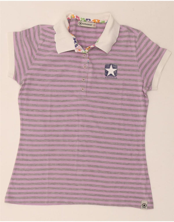 Polo da donna Converse UK 12 cotone a righe viola medio