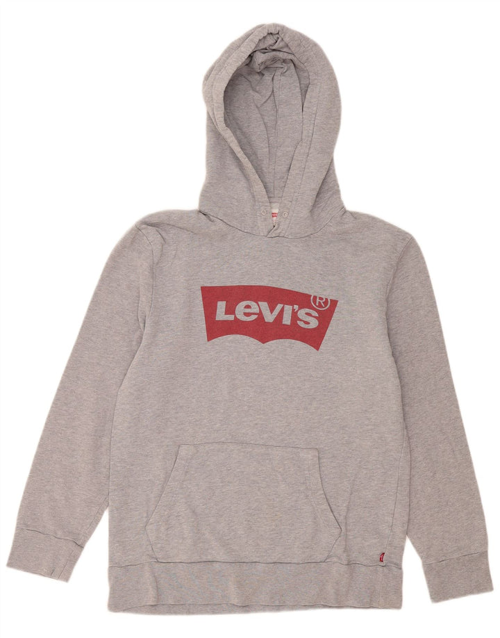 Maglione con cappuccio grafico da uomo Levi's in cotone chiazzato grigio medio