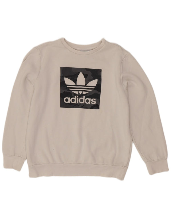 Felpa grafica Adidas da ragazzo 13-14 anni in cotone bianco