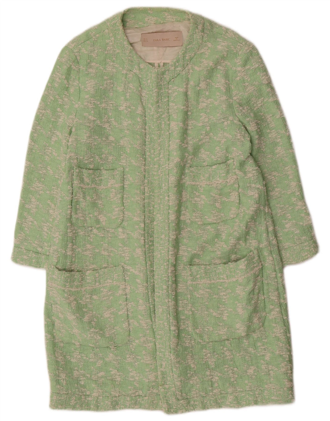 Soprabito da donna Zara UK 14 cotone pied de poule verde medio