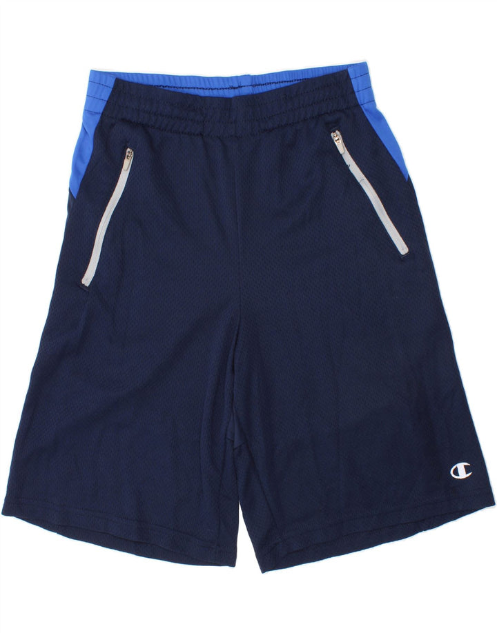 CHAMPION Boys Sport Shorts 10-11 Years Navy Blue Colourblock Polyester Vintage Champion and Second-Hand Champion from Messina Hembry 