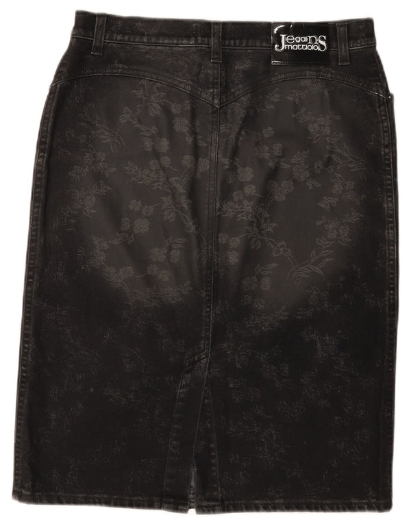Gonna denim da donna Jegains Mattiolo W31 cotone floreale nero medio