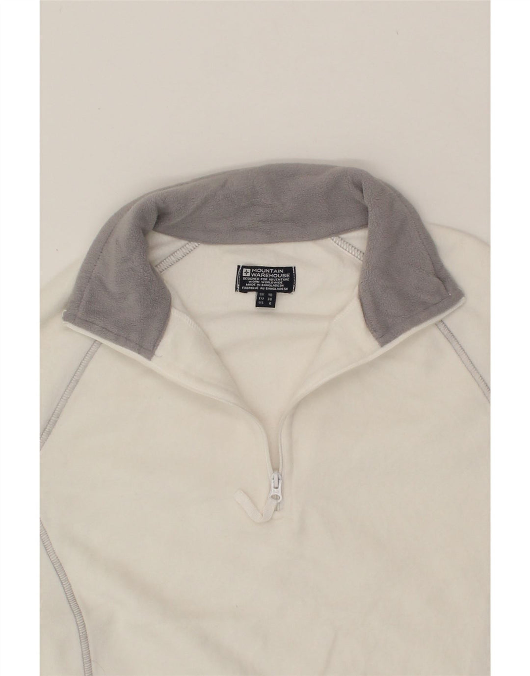 MOUNTAIN WAREHOUSE Womens Zip Neck Fleece Jumper UK 10 Small White Vintage Mountain Warehouse and Second-Hand Mountain Warehouse from Messina Hembry 