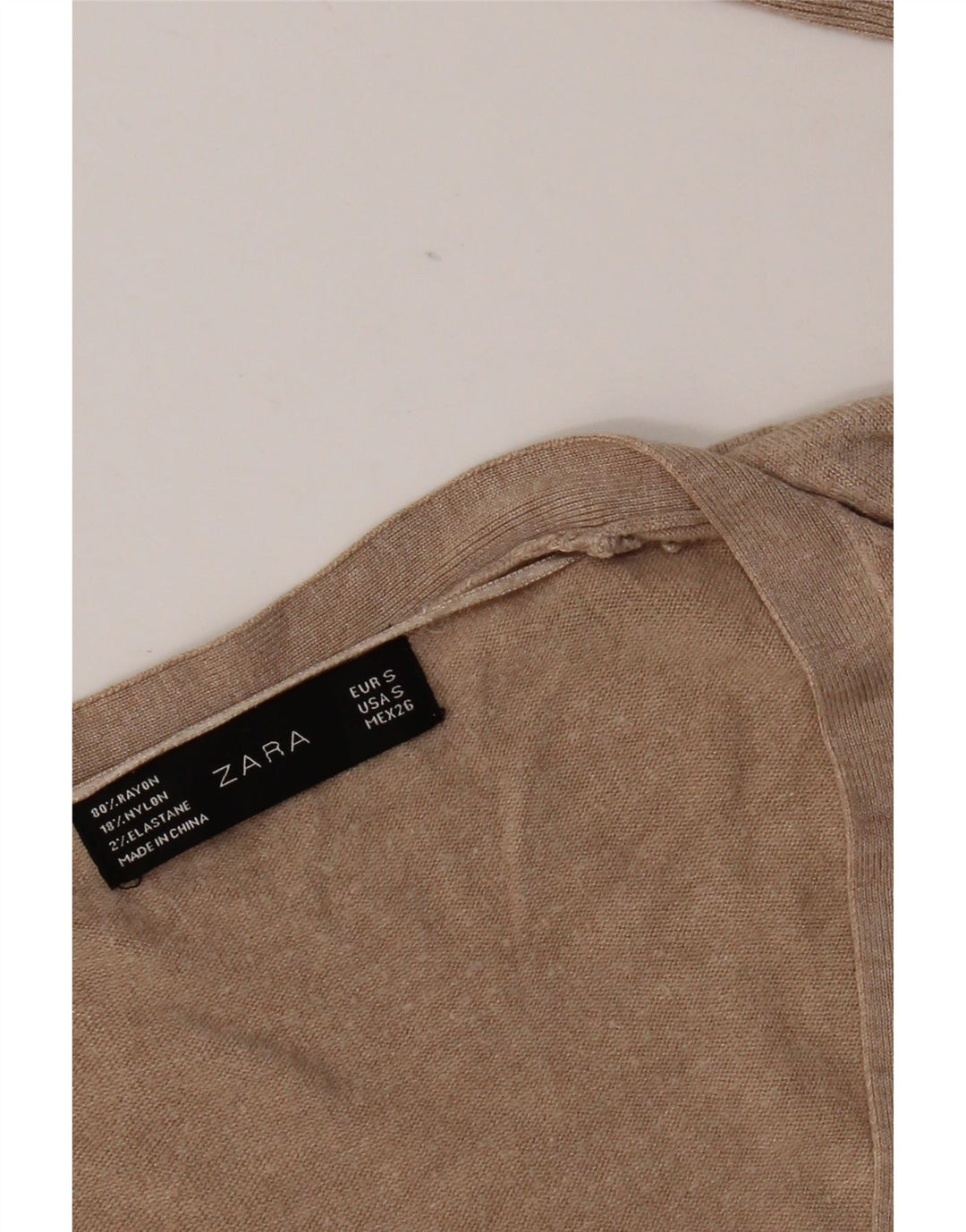 Maglione con scollo a V da donna Zara UK 10 piccolo Beige