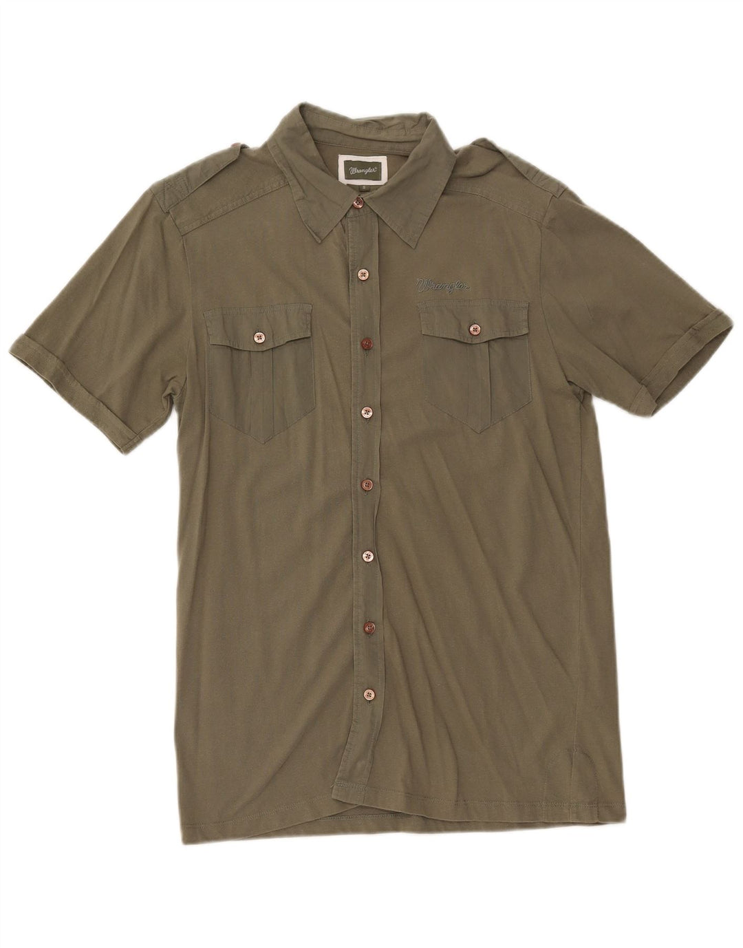 Camicia militare a maniche corte da uomo WRANGLER piccola in cotone kaki