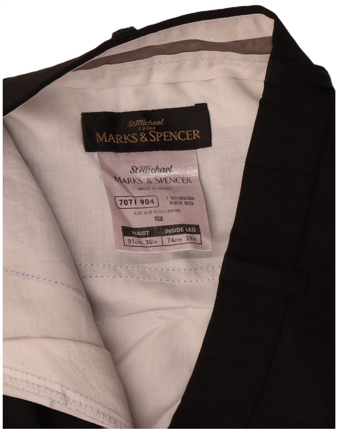 Pantaloni da abito dritti Marks & Spencer da uomo St. Michael W36 L29 neri