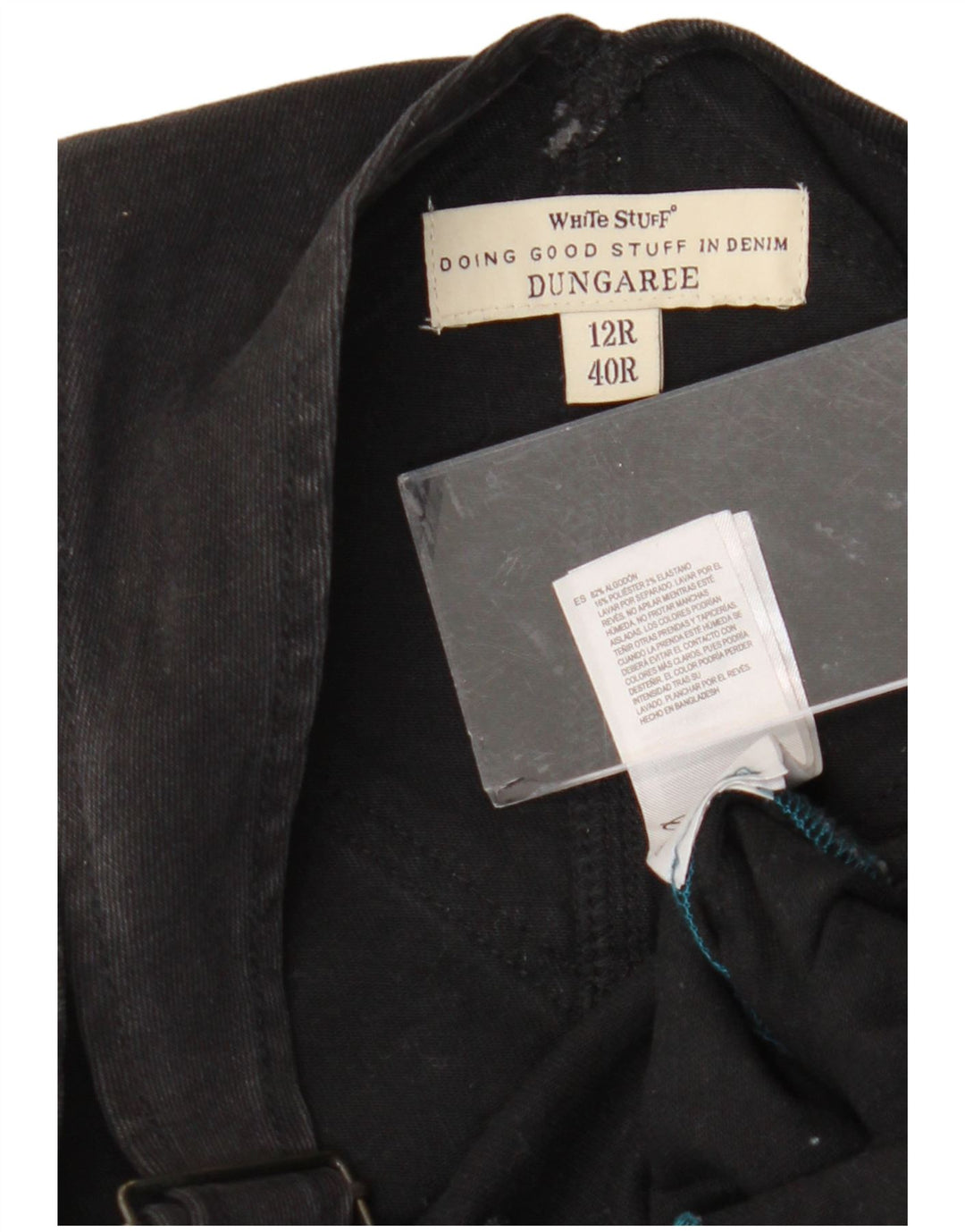 WHITE STUFF Salopette da donna Jeans slim US 12 Large W36 L27 Cotone nero