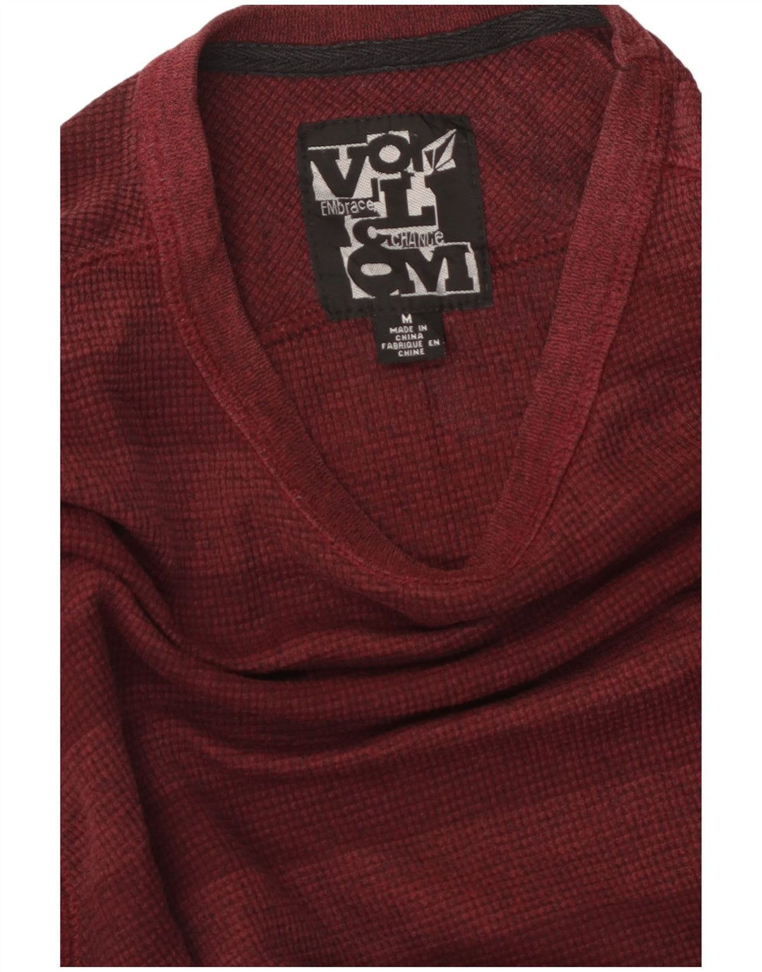 Volcom Top da uomo a maniche lunghe a righe bordeaux medio
