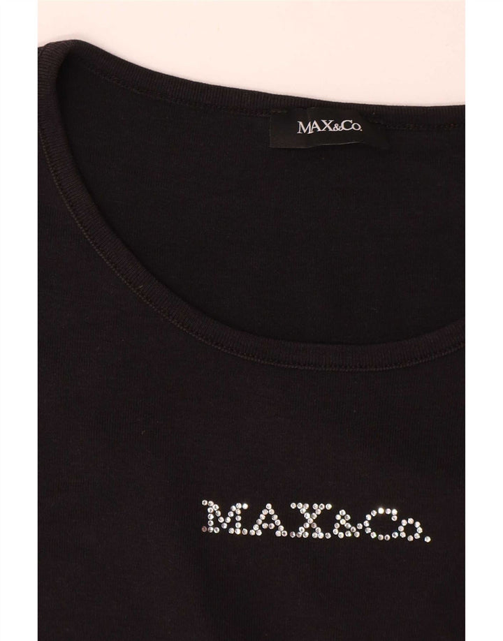 Max & Co. T-shirt grafica da donna Top UK 14 Large Nera
