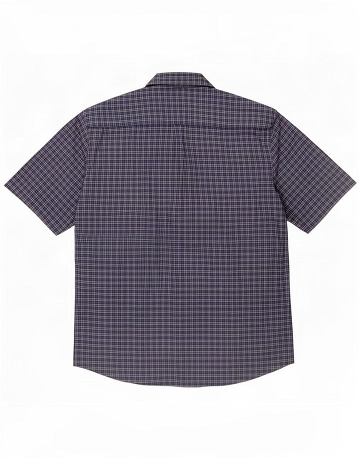 Camicia a maniche corte da uomo Lacoste a quadri blu navy medio