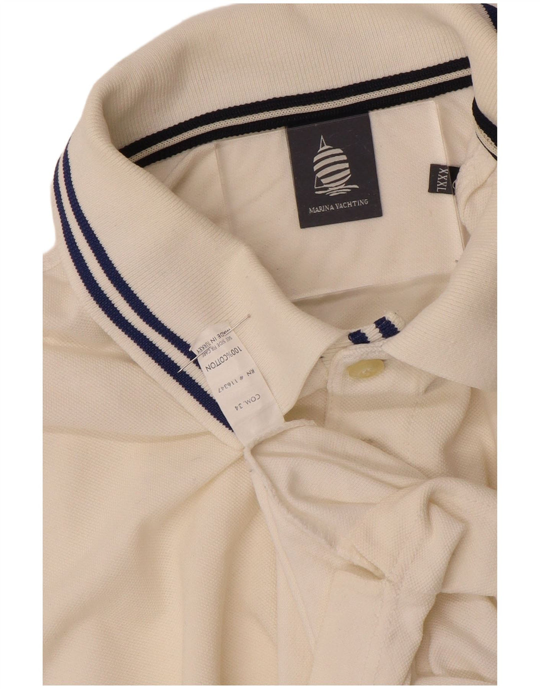 MARINA YACHTING Polo manica lunga da uomo 3XL cotone bianco