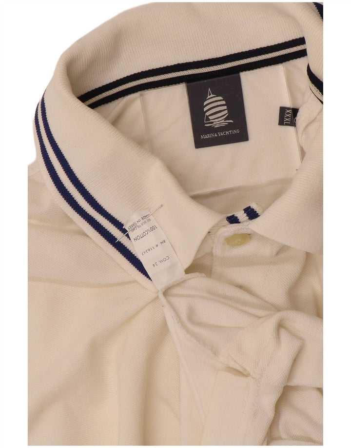 MARINA YACHTING Polo manica lunga da uomo 3XL cotone bianco