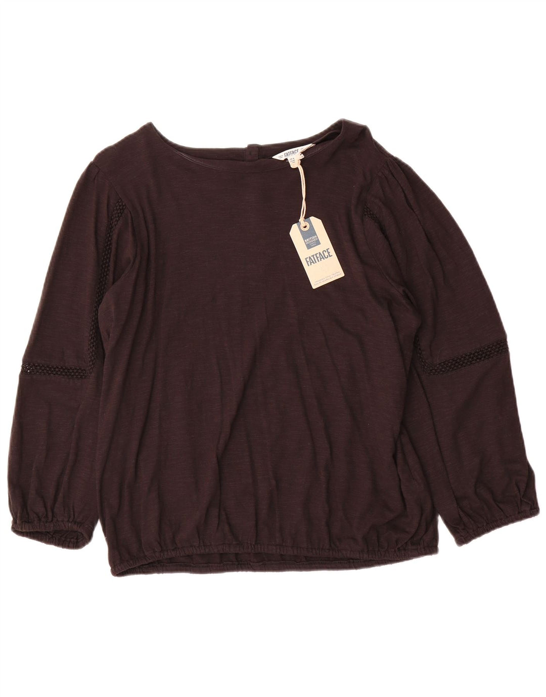 Camicetta a maniche lunghe da donna Fat Face Top UK 14 Large Marrone Cotone