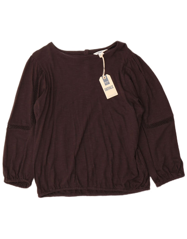 Camicetta a maniche lunghe da donna Fat Face Top UK 14 Large Marrone Cotone
