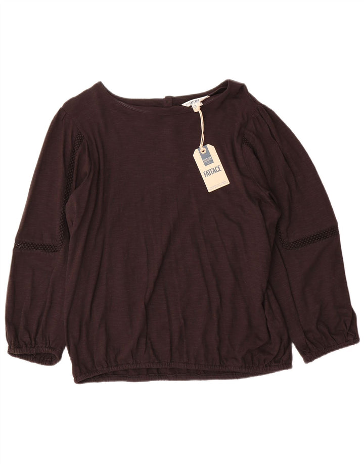 Camicetta a maniche lunghe da donna Fat Face Top UK 14 Large Marrone Cotone