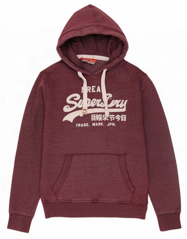 Maglione con cappuccio grafico da uomo Superdry in cotone bordeaux medio