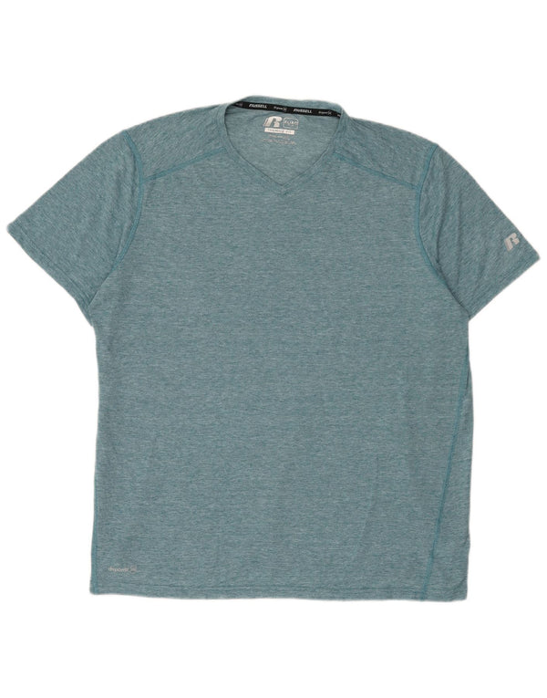 Russell Athletic Mens T-Shirt Top XL Blue Flecked Polyester