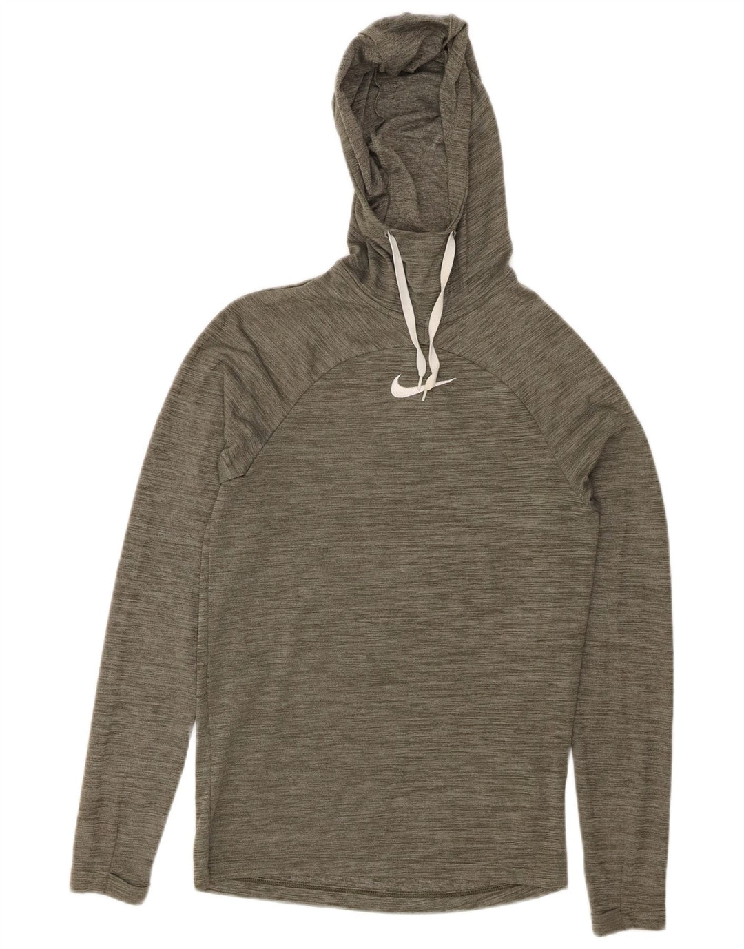 NIKE Maglia con cappuccio Dri Fit da donna UK 6 XS Poliestere chiazzato kaki