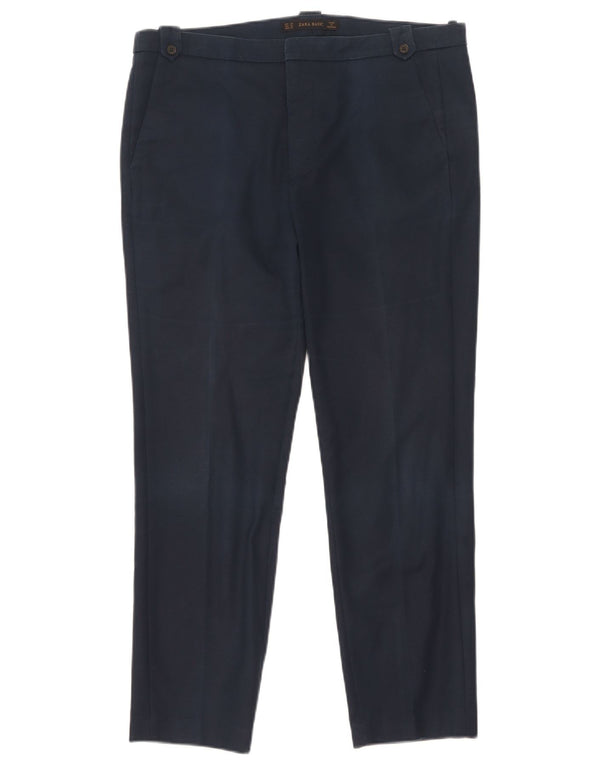 Pantaloni chino slim da donna Zara EU 38 Small W28 L26 cotone blu navy