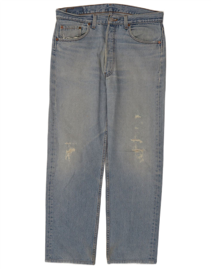 Levi's Uomo 501 Jeans dritti invecchiati W34 L29 Cotone blu