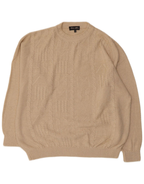 Maglione girocollo da uomo VINTAGE EU 52/54 grande cotone beige