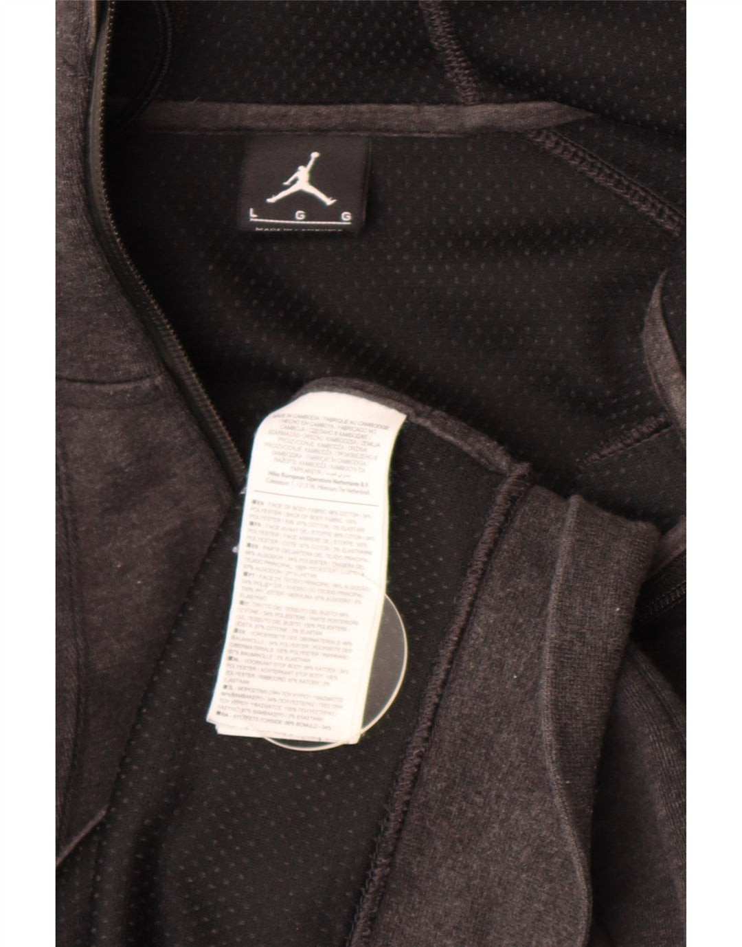 Felpa con cappuccio e zip Jordan da uomo grande in cotone grigio