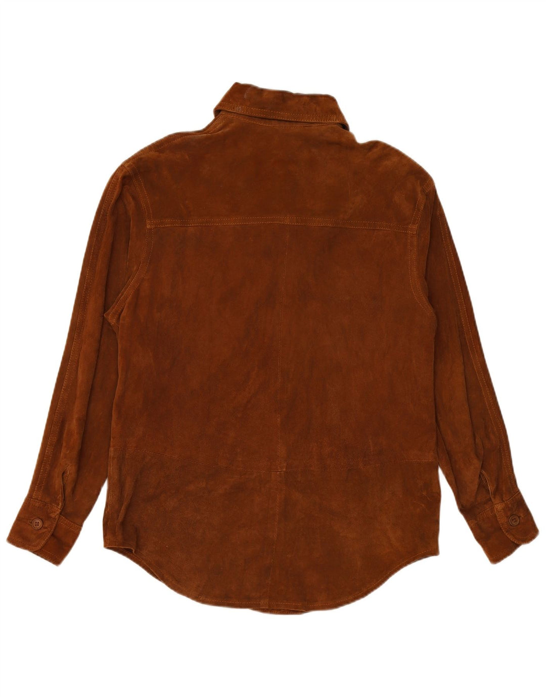 Camicia in pelle scamosciata da donna VINTAGE UK 16 grande marrone