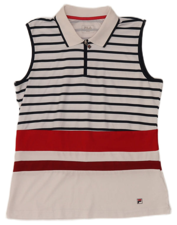 Polo senza maniche da donna Fila UK 18 XL poliestere a righe bianche