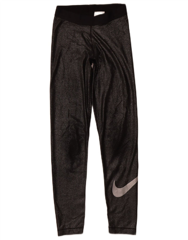 Leggings grafici NIKE da donna Dri Fit UK 8 piccoli poliestere nero