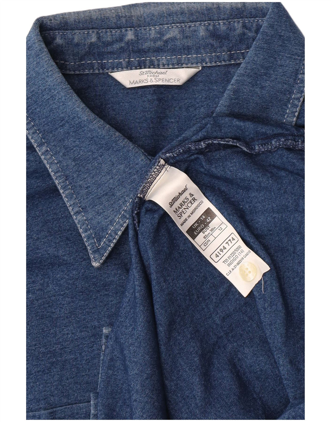 Camicia da donna Marks & Spencer UK 14 cotone blu navy medio