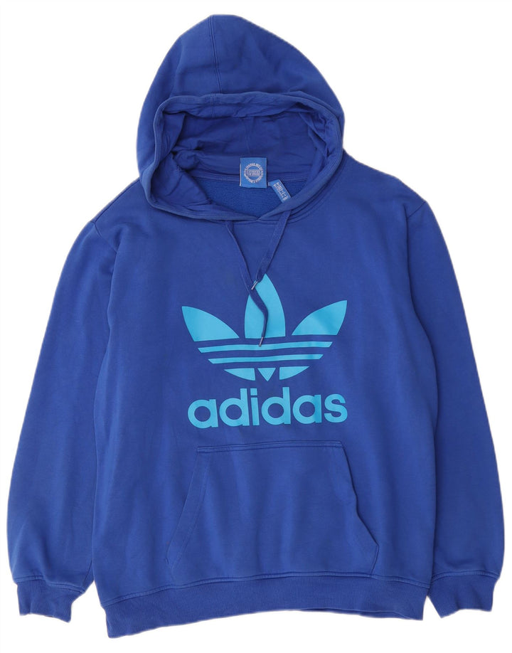 Felpa con cappuccio grafica da uomo Adidas in cotone blu medio