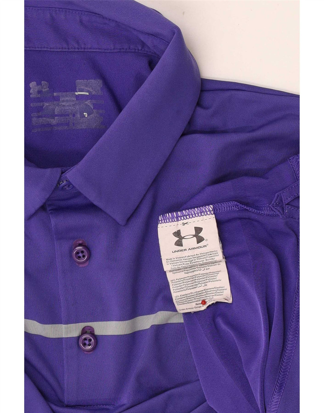 Polo da uomo Under Armour piccola in poliestere a righe viola