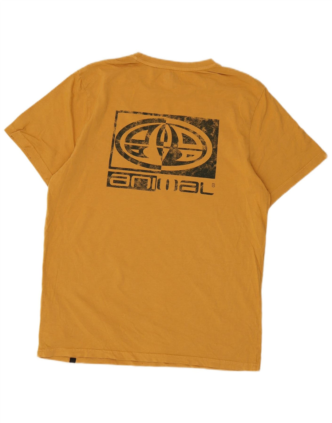 T-shirt grafica da uomo con animali in cotone giallo medio