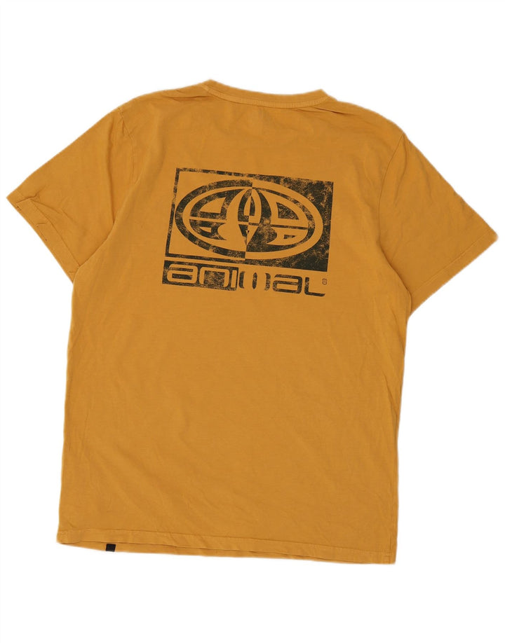 T-shirt grafica da uomo con animali in cotone giallo medio