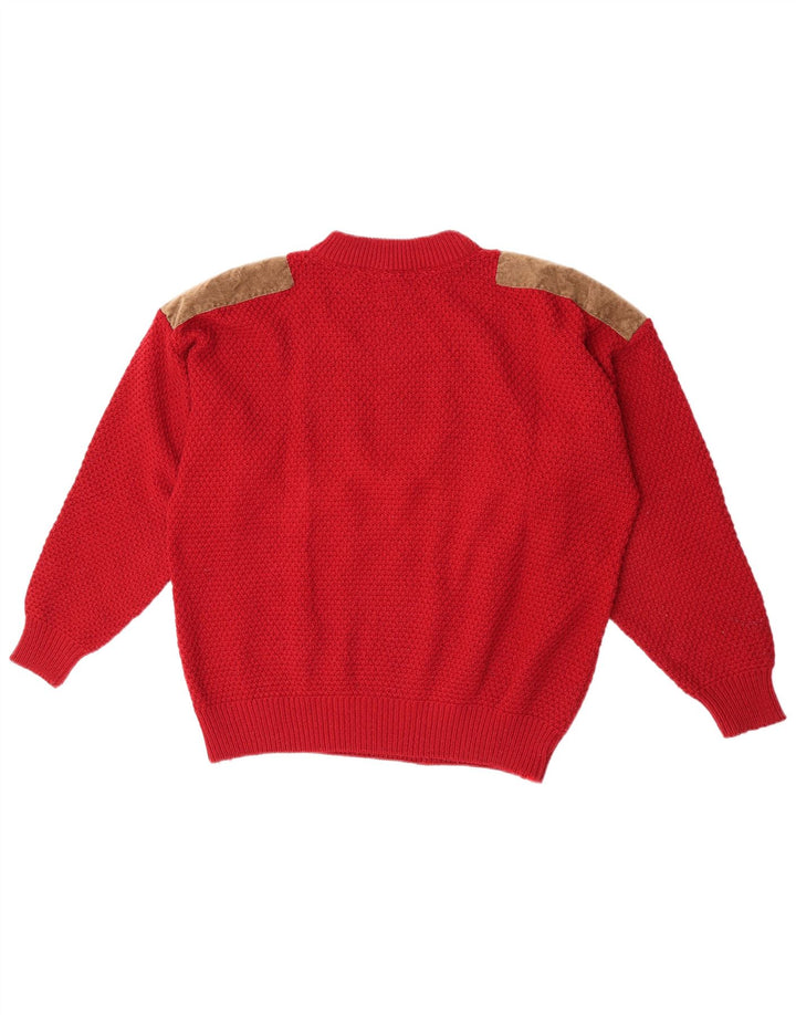 Maglione maglione girocollo vintage da uomo XL rosso