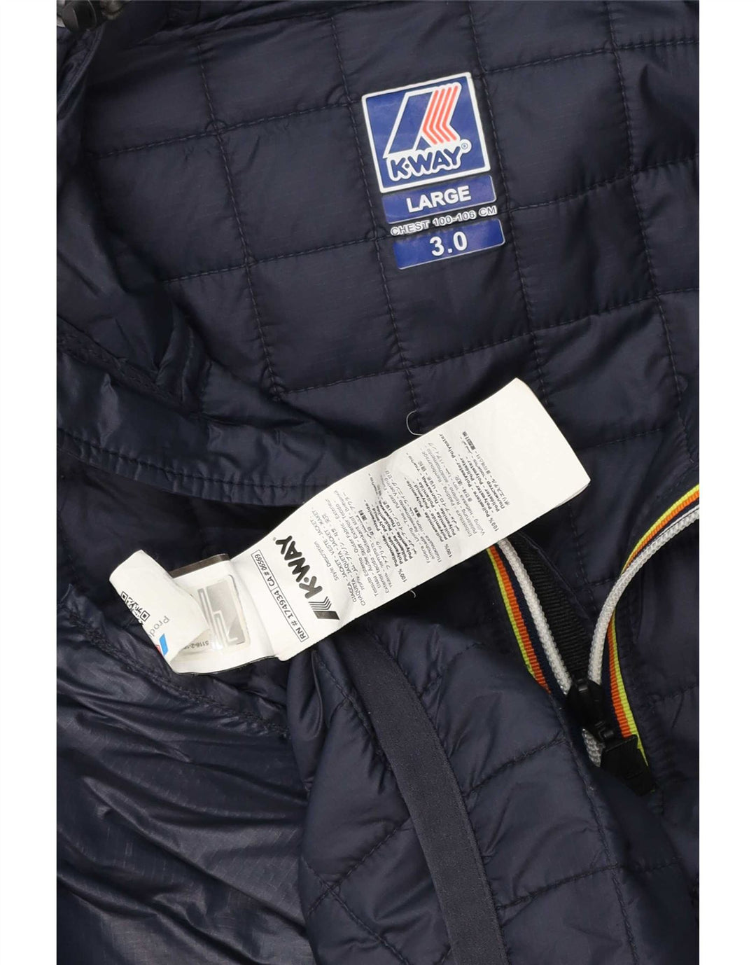Giacca imbottita con cappuccio da uomo K-Way UK 40 Large Blu Navy in poliammide