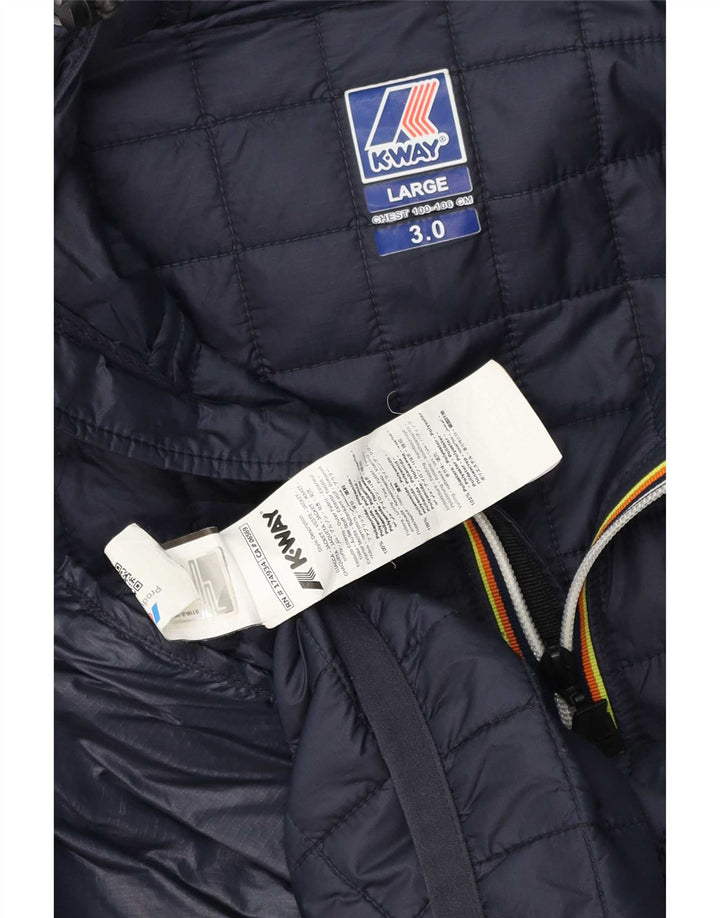 Giacca imbottita con cappuccio da uomo K-Way UK 40 Large Blu Navy in poliammide