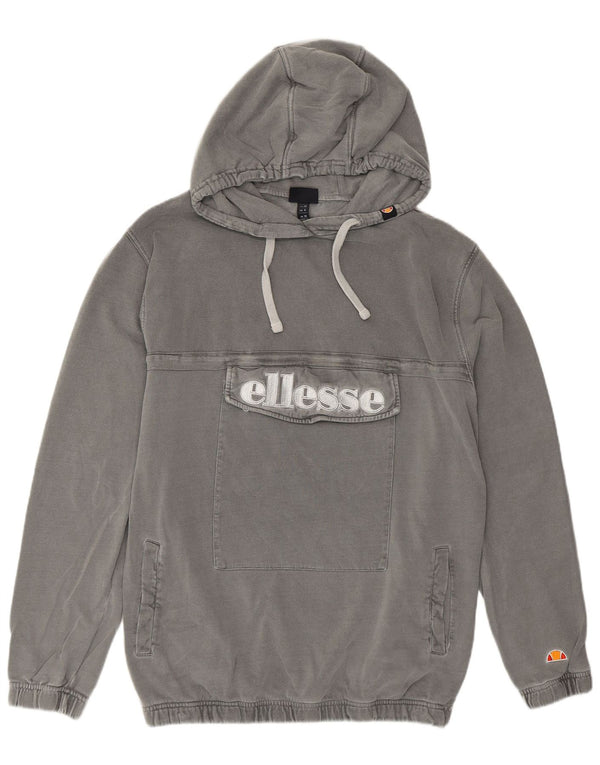 Maglione con cappuccio oversize grafico da donna Ellesse UK 10 piccolo cotone grigio