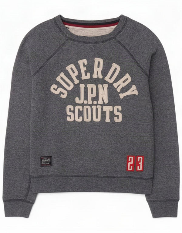 Superdry Felpa con grafica da donna UK 14 Medium Blu navy Cotone