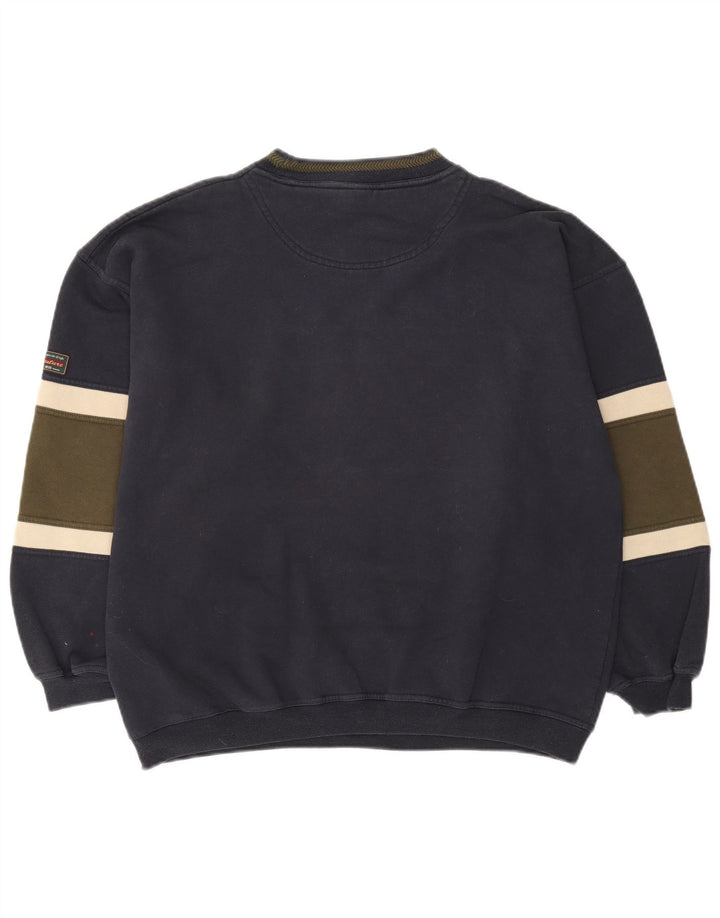 Canda Felpa con grafica da uomo Maglione grande in cotone color block blu navy