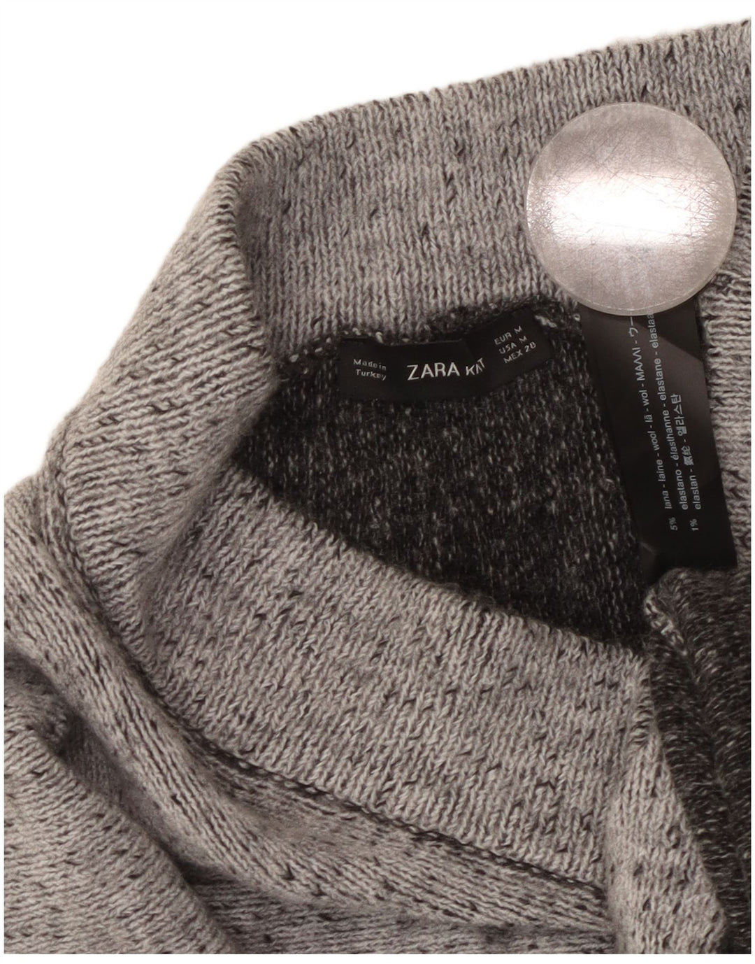 Gonna a trapezio in maglia da donna Zara media W28 in lana screziata grigia